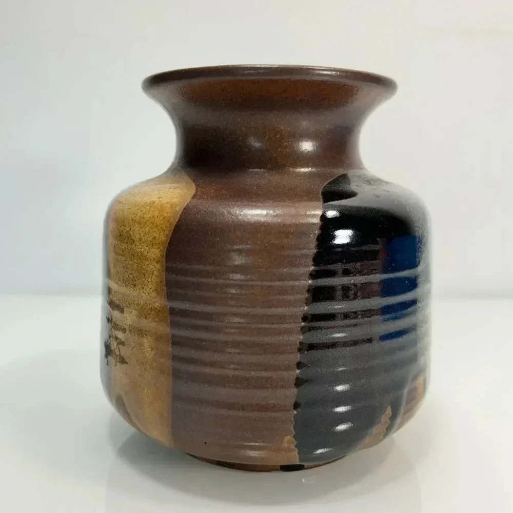 Pottery Craft USA Vintage Stoneware Earth Sand Tones Handmade Vase